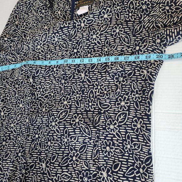 Positive Influence VTG Women's SZ 16 Maxi Short Sleeve Navy/Beige Linen Blend - Picture 8 of 13